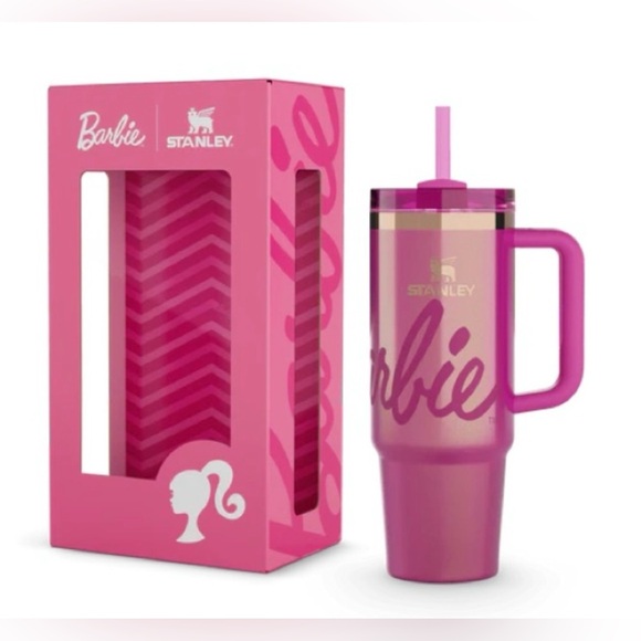 STANLEY x BARBIE ICON PINK 40oz STAINLESS STEEL FLOWSTATE QUENCHER TUMBLER - Picture 1 of 4